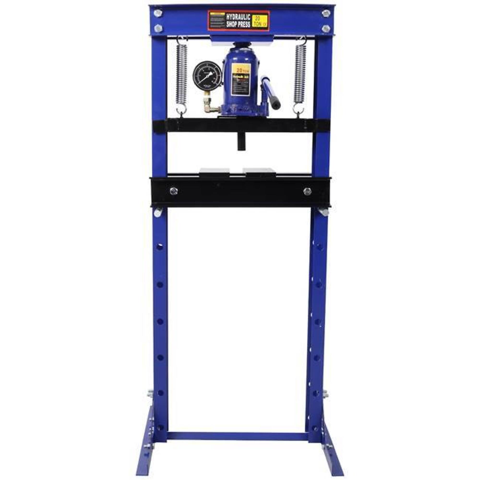 TMB BAC Hydraulic Shop Press — 20-Ton Capacity, Heavy-Duty Steel, Adjustable Plate and Ram Height, Overload Valve, Blue, Model# BAC-W465S00132